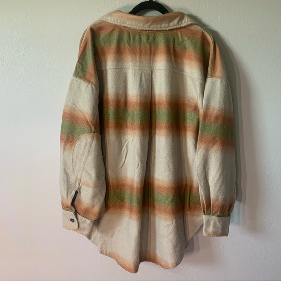 Free People Ruby Ombré Stripe Cotton Blend Shirt Jacket Mazipan Combo - Picture 5 of 6